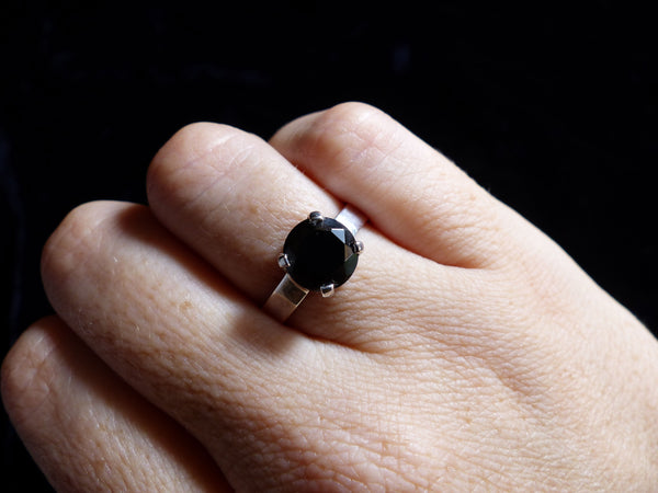 Midnight - Black Onyx Solitaire Stacking Ring (large)
