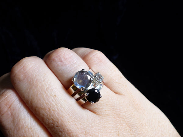 Midnight - Black Onyx Solitaire Stacking Ring (small)
