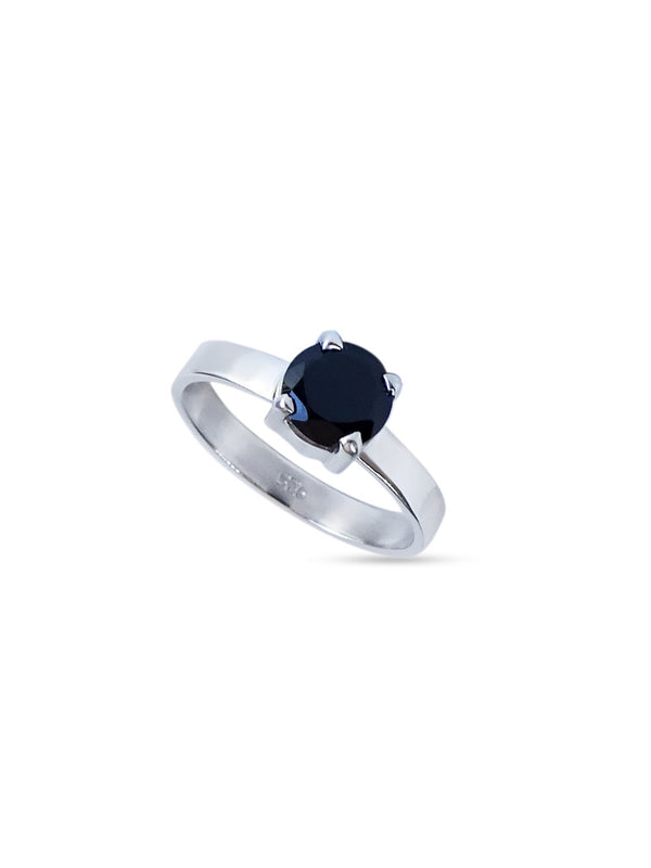 Midnight - Black Onyx Solitaire Stacking Ring (small)