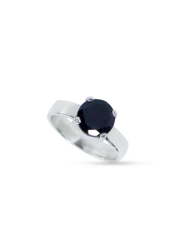 Midnight - Black Onyx Solitaire Stacking Ring (large)